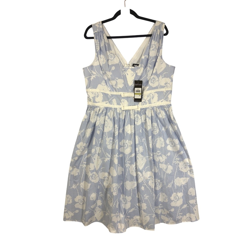 Karl Lagerfeld Paris Floral Burnout Cotton Midi Dress Blue White LD6YAQ81 14 - Picture 7 of 9